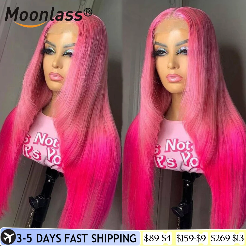 

Pre Plucked Pink Ombre Lace Front Wig Brazilian Remy Purple Straight Human Hair Wig 26 Inch Lace Front Human Hair Wigs For Women