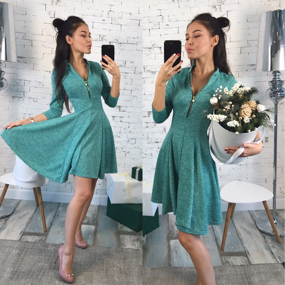 2019 осеннее модное женское облегающее платье с молнией однотонное Плиссированное