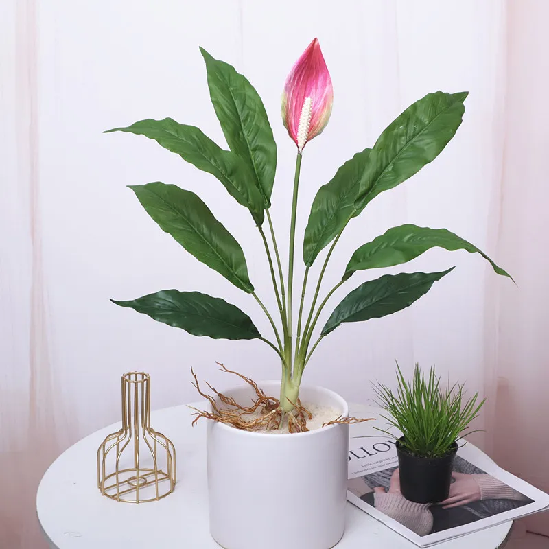 Искусственный цветок антуриума 60 см имитация банских ветвей поддельные