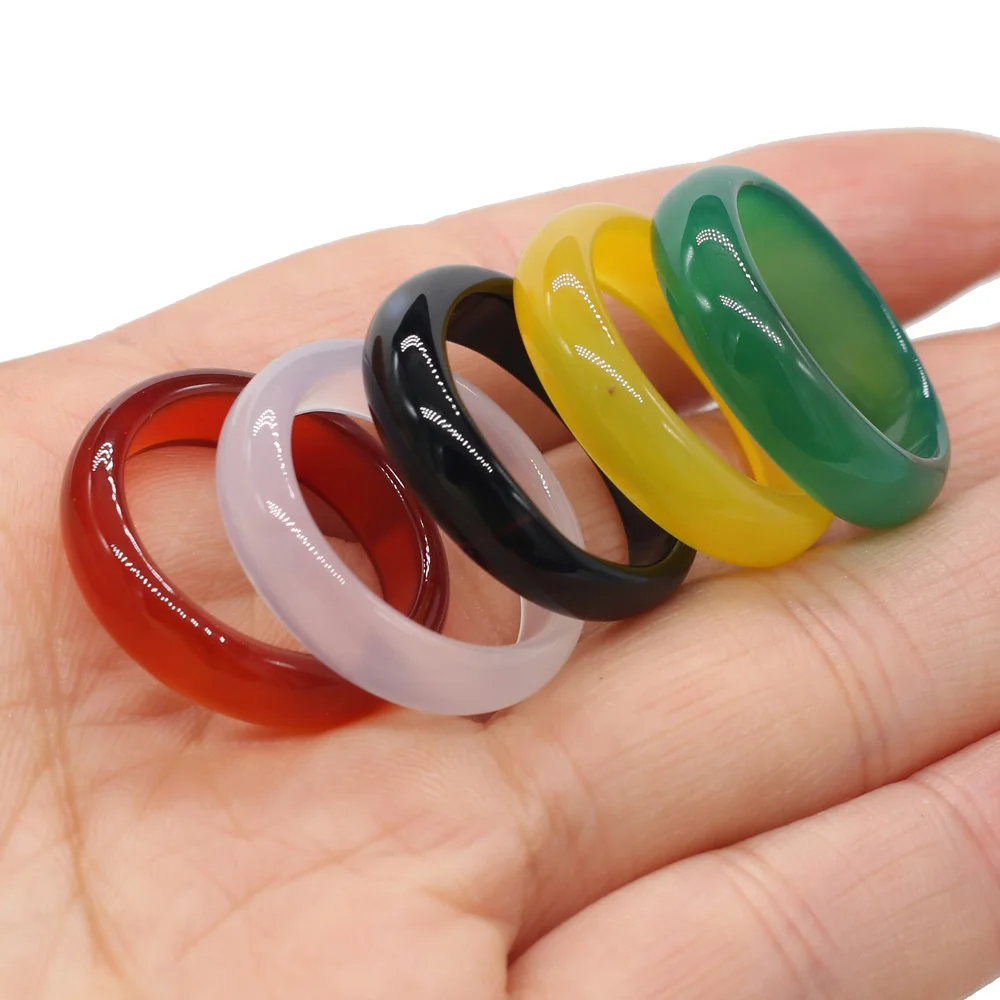 

1Pcs Natural Stone Agates Rings Charms Multi-color Elegant Ring Jewelry Party Gift for Women or Girlfriend High-Quality