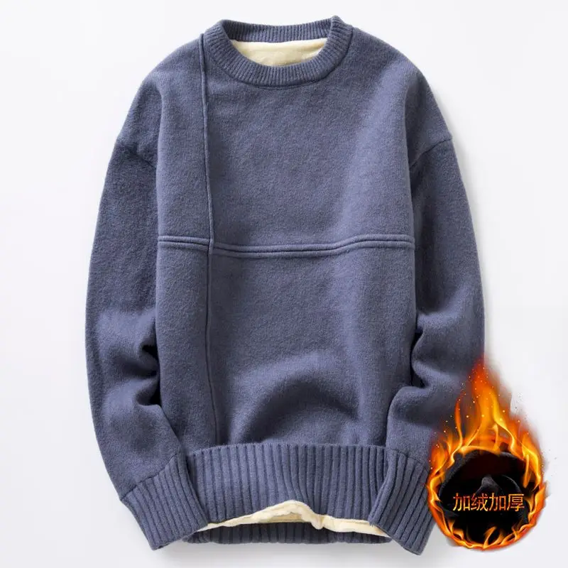 

Мужской флисовый свитер Fonekie с круглым вырезом, зимний утепленный пуловер, свитер, трендовые корейские модные рубашки, мужская одежда