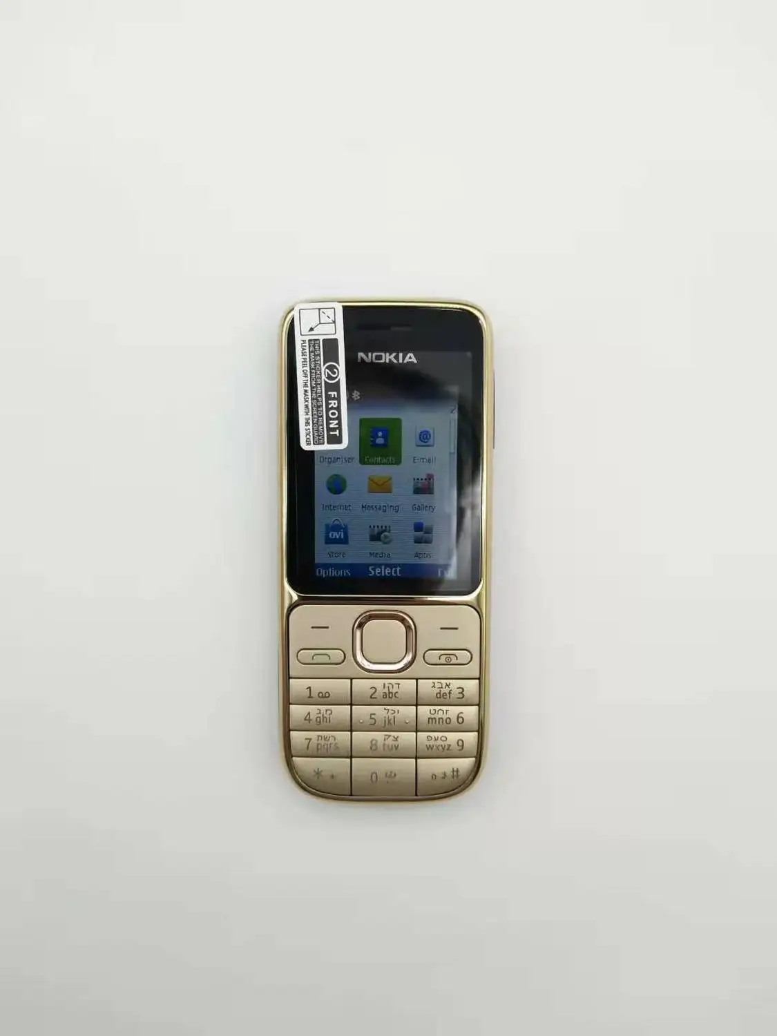 Nokia C2-01 разблокированный мобильный телефон C2 2," 3.2MP Bluetooth русский и Иврит Клавиатура Восстановленный GSM/WCDMA 3g телефон - Цвет: Золотой