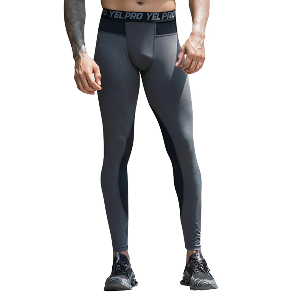 

Men Running Tights Sport Leggings Compression Quick-drying Patchwork Pinhole Mesh Fabric Pants Jogging Fitness Gym Trousers