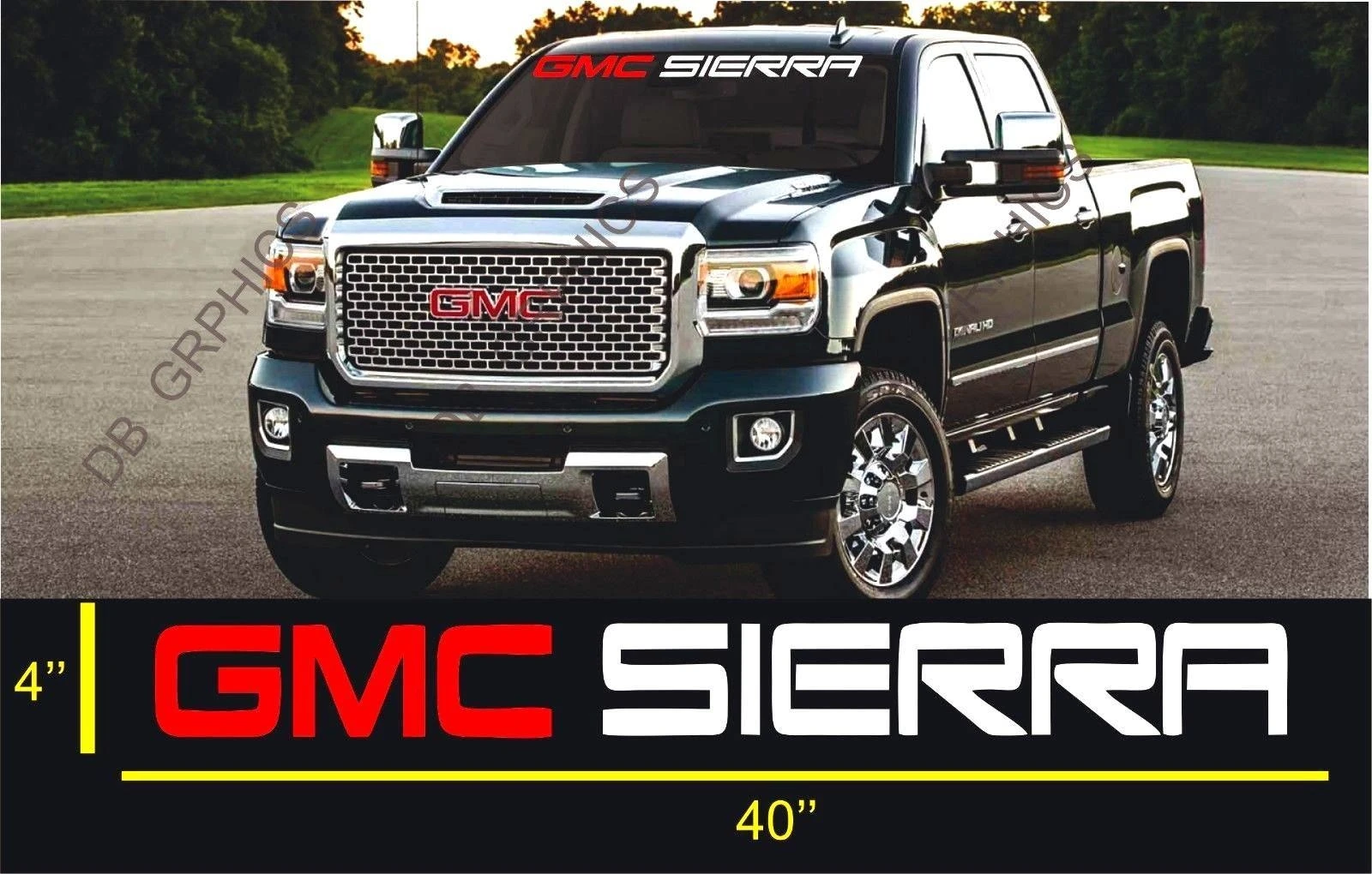 

Виниловая наклейка на лобовое стекло для GMC SIERRA