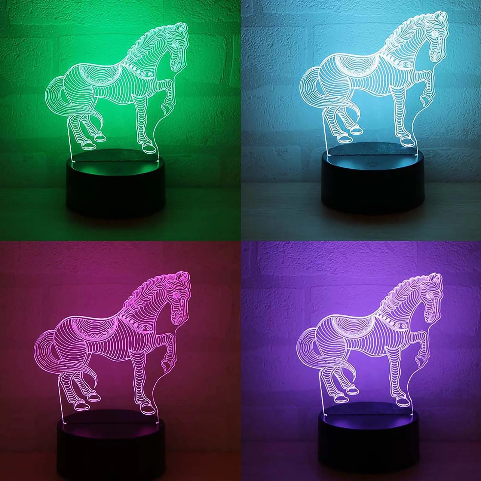 

Modern Black USB Cable Remote Control Night Light Touch Switch Acrylic 3D Led Night Lamp Assembled Base for Home Bedroom Decor