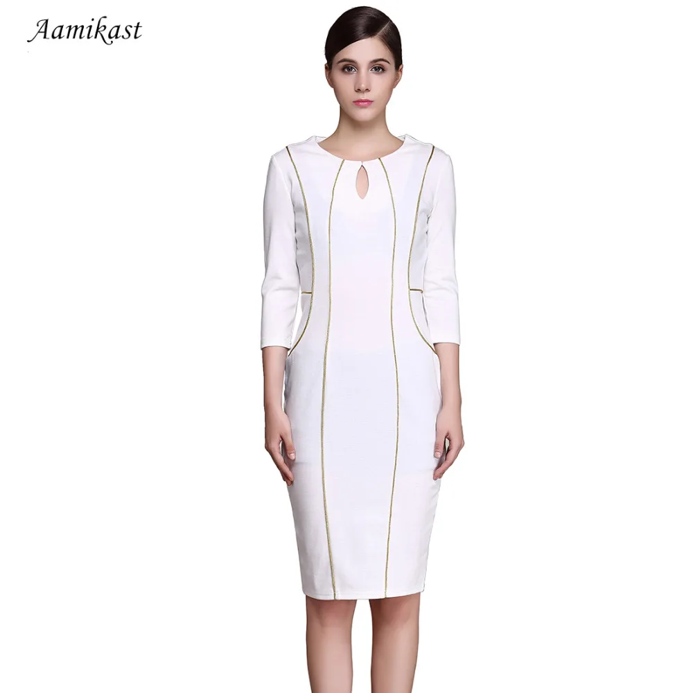 Женское платье карандаш с круглым вырезом рукавом три четверти|Женские платья| |