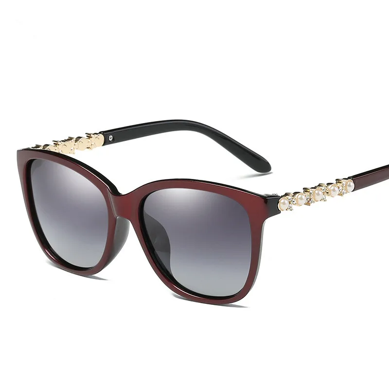 

FENCHI Polarized Sunglasses Women Vintage Pearl Diamonds Brand Sexy Driving Mirror Sun glasses Anti-Glare Zonnebril Dames