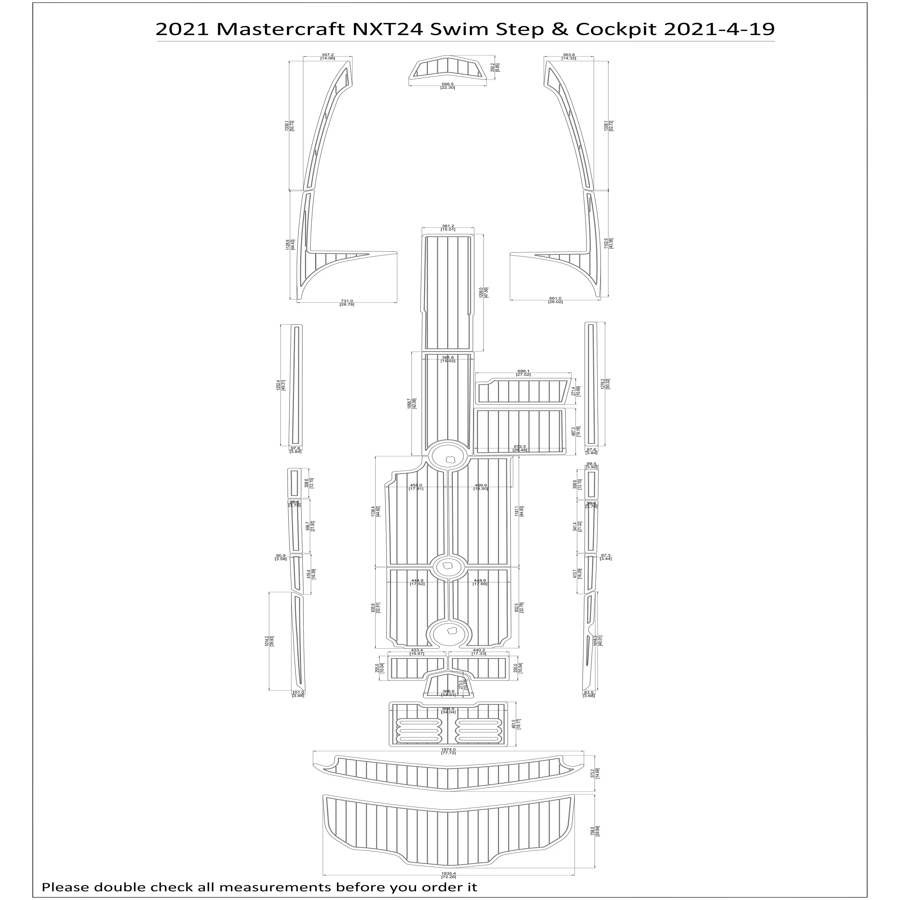 

2021 Mastercraft NXT24 Swim Step Cockpit Boat EVA Faux Foam Teak Deck Floor Pad