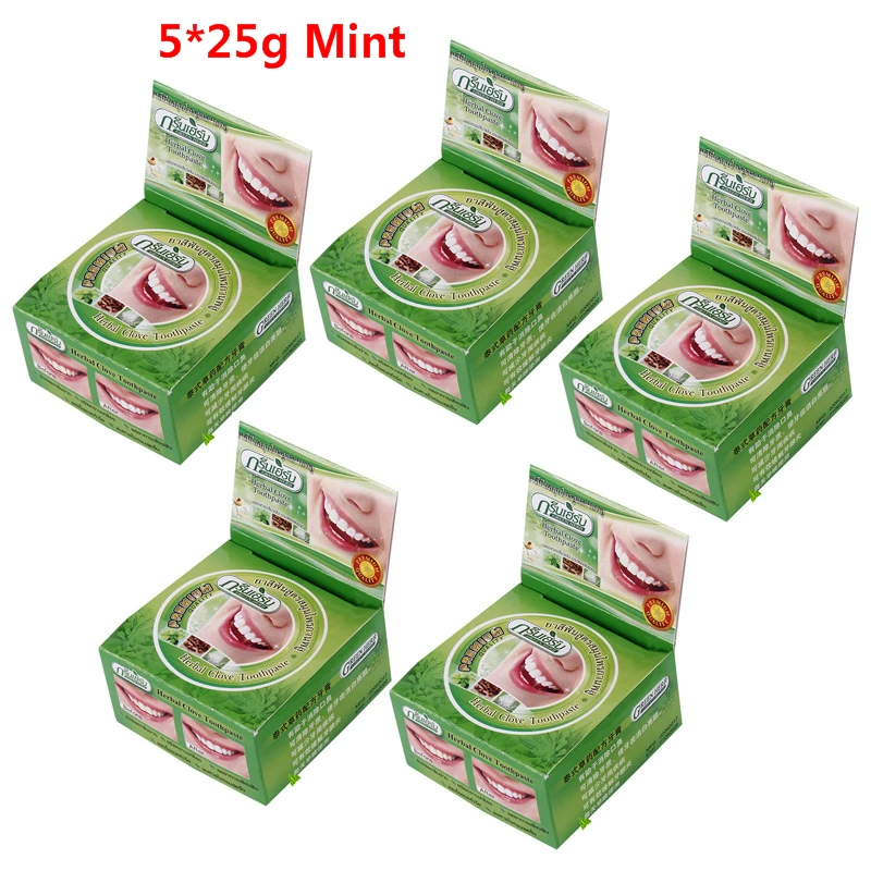 5box 25G Mint Зубная паста из кокосового ореха, 25 г, 10 г, порошок для удаления зубного налета, паста для защиты десен - Цвет: 5box 25G Mint