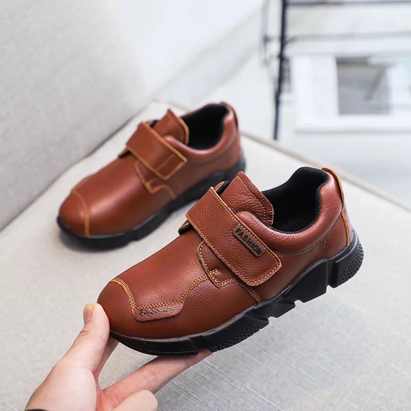 Мокасины детские кожаные лоферы Униформа плоская подошва строгие туфли для