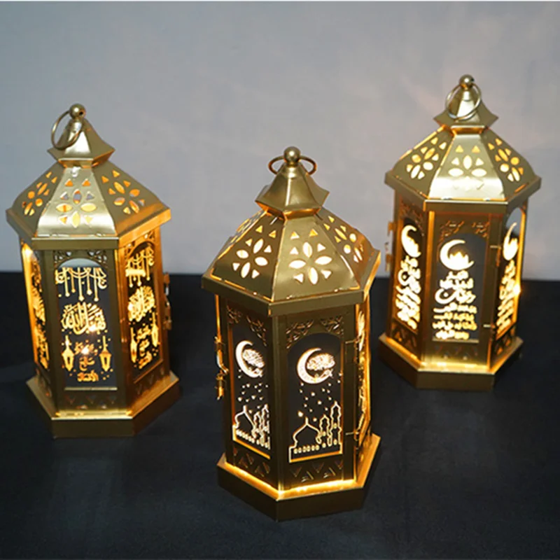 Металлический светодиодный свет Праздничные фонарики Happy ИД Мубарак 2020