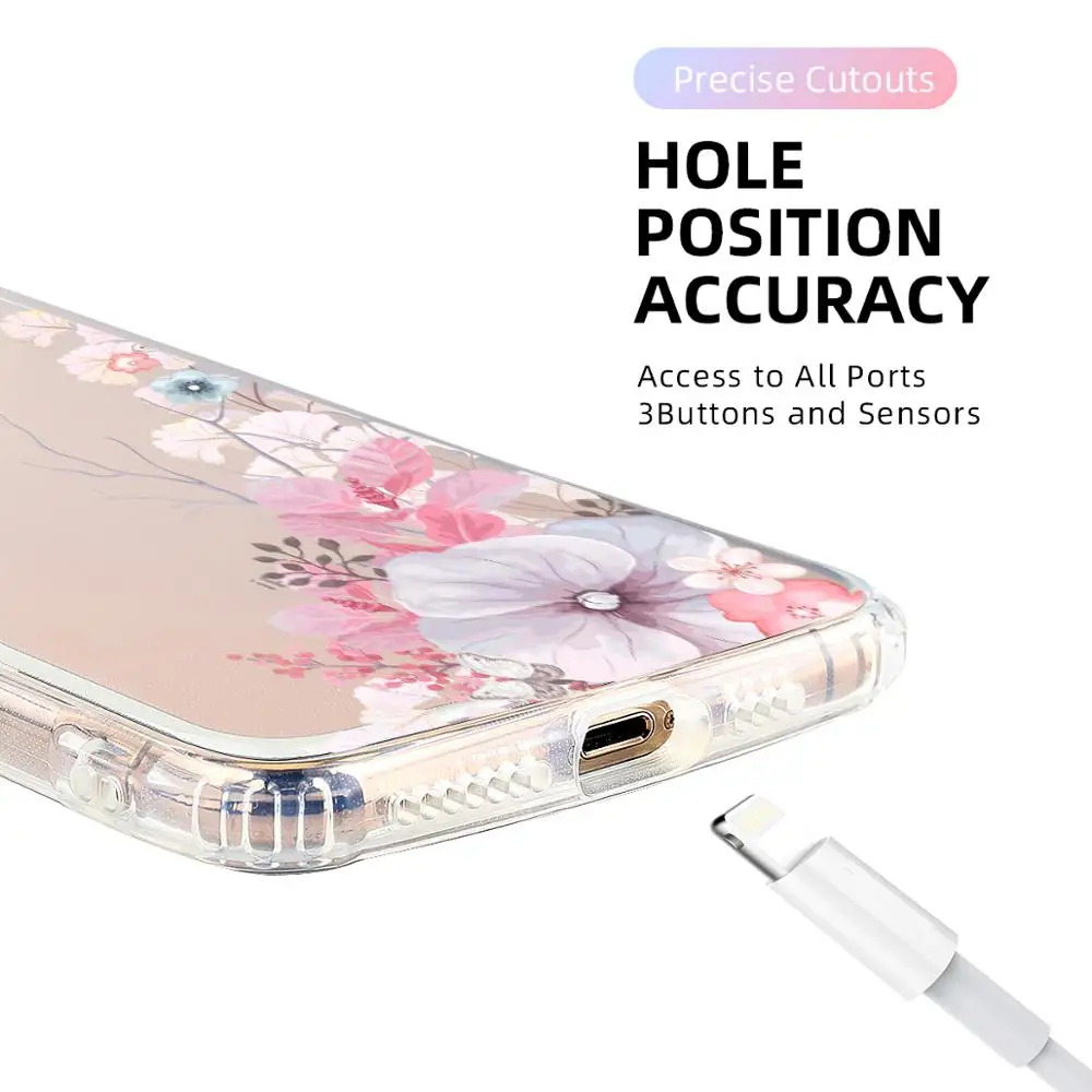 Мягкий полупакет с цветочным принтом чехол для телефона iphone Max TPU бампер + PC задняя