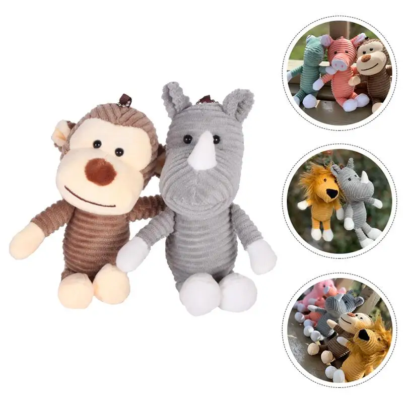 

2pcs Plush Lovely Cartoon Stuffed Animals Doll Pendants Key Chain Pendants Key Ring Pendant