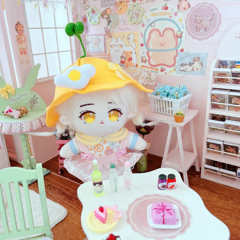 

20cm Baby Doll clothes Plush Doll's hat Strap skirt shoes Toy Dolls Accessories for our generation Korea Kpop EXO idol Dolls