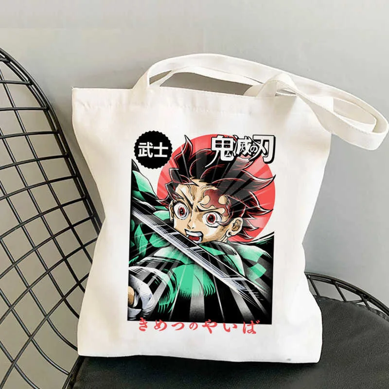 

Demon Slayer shopping bag reusable bolsas de tela grocery shopper bolso recycle bag bag ecobag fabric sac cabas grab