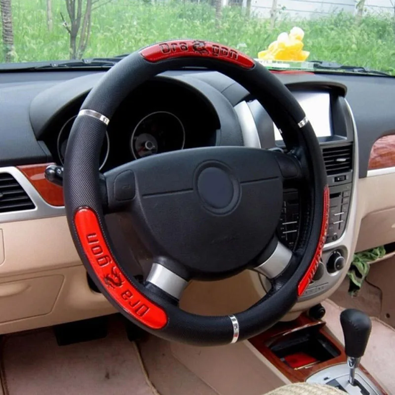 

Car Steering Wheel Covers Reflective Faux Leather Elastic Design Auto Steering Wheel Protector