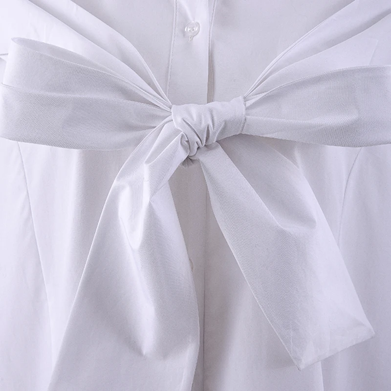 

SISPELL Patchwork Bowknot Blouse Shirt For Female Lapel Collar Long Sleeve Loose Ruched Women's Casual Shirt Fashion Tide 2021