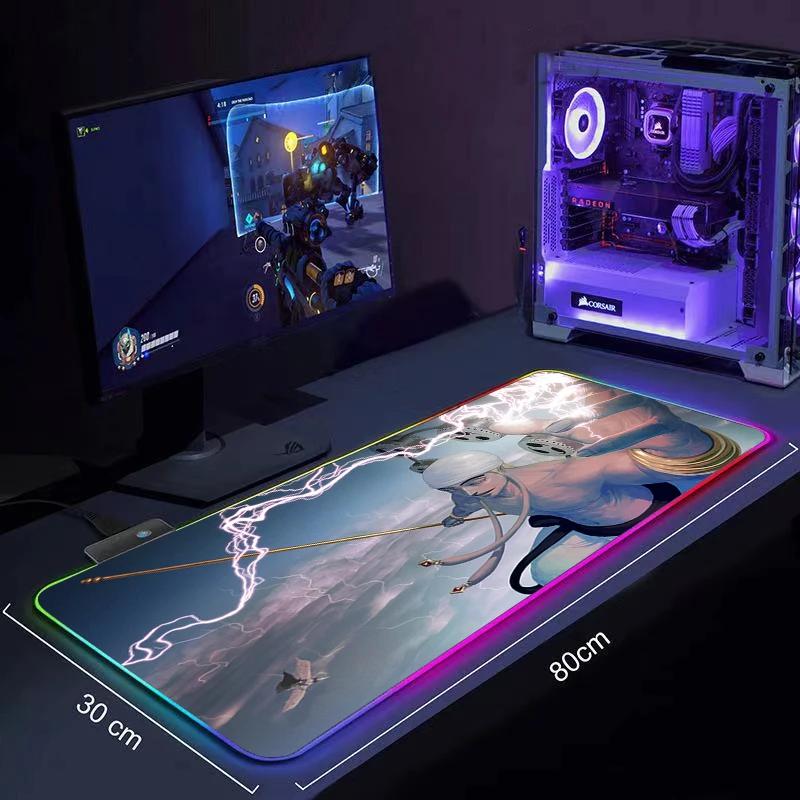 

One Piece Cool Mouse Pad Large Anime Mousepad RGB Computer Mouse Pad Gamer Mause Pad LED Backlit Mat Keyboard Desk Mat