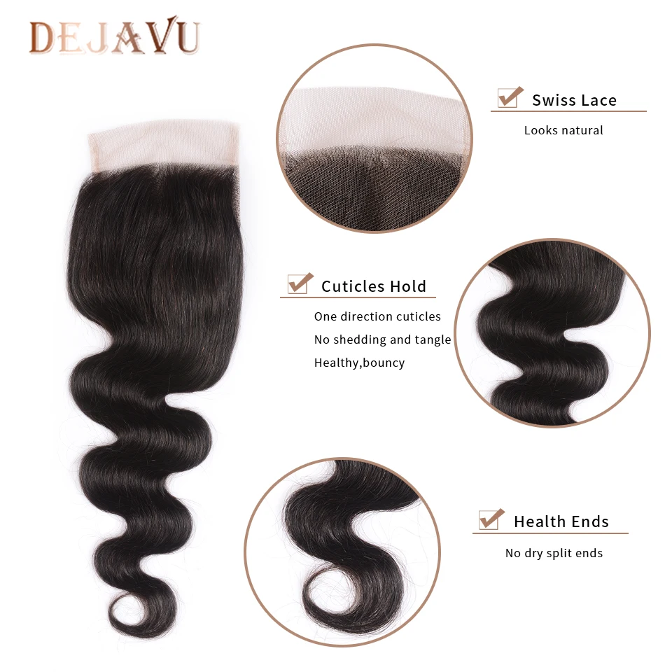 

Body Wave Bundles with Closure Malaysian Hair 3 Bundles with Closure Dejavu Non-Remy 100% Human Hair Wavy Bundles with Closure