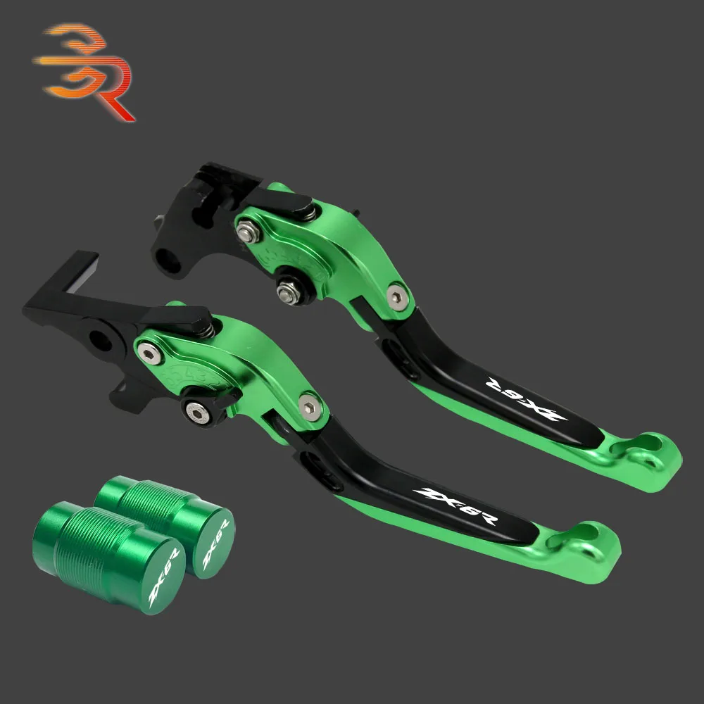 

Brake Clutch Levers & Tire Valve Cap Aluminum Motorcycle For Kawasaki ER6N 2009-2016 NINJA 250R 08-12 Z300 13-17 ZX6R/636 07-18