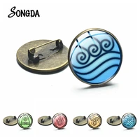 avatar the last airbender anime collection brooch air nomad fire and water tribe symbol glass round lapel pin button fans gift