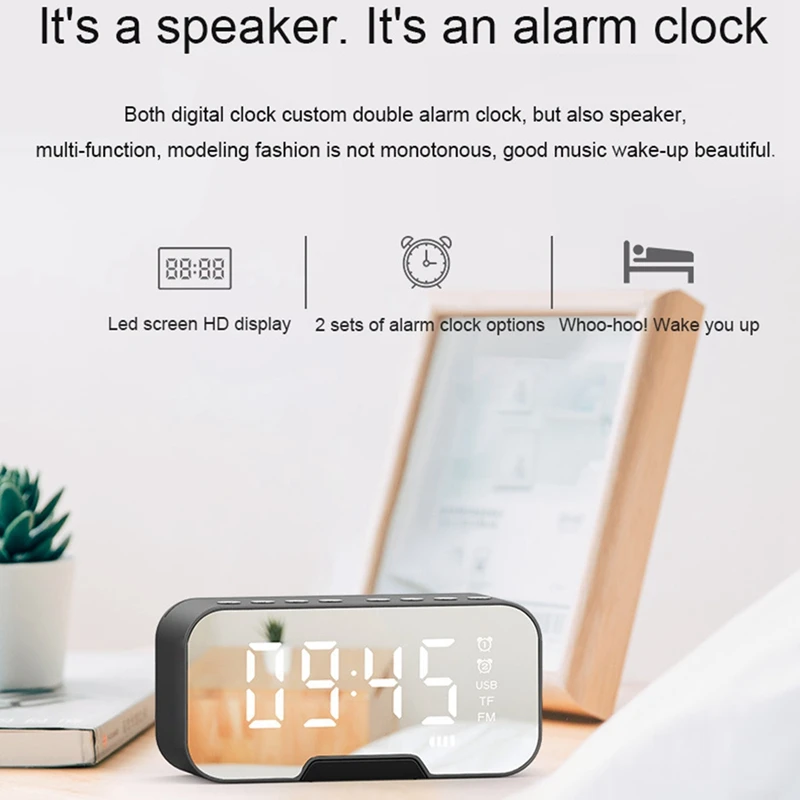 Портативный беспроводной светодиодный Зеркальный Цифровой Bluetooth динамик с