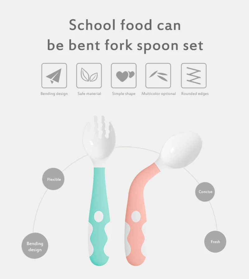 

Baby Training Spoon Fork Easy Grip Bendable Soft Self Feeding Learning Spoons Baby Learn To Eat Training Children Tableware Set