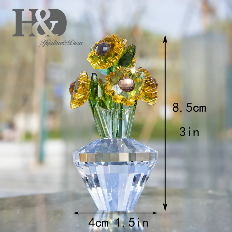 H & D Мини хрустальные статуэтки с подсолнухами украшение для дома свадебное