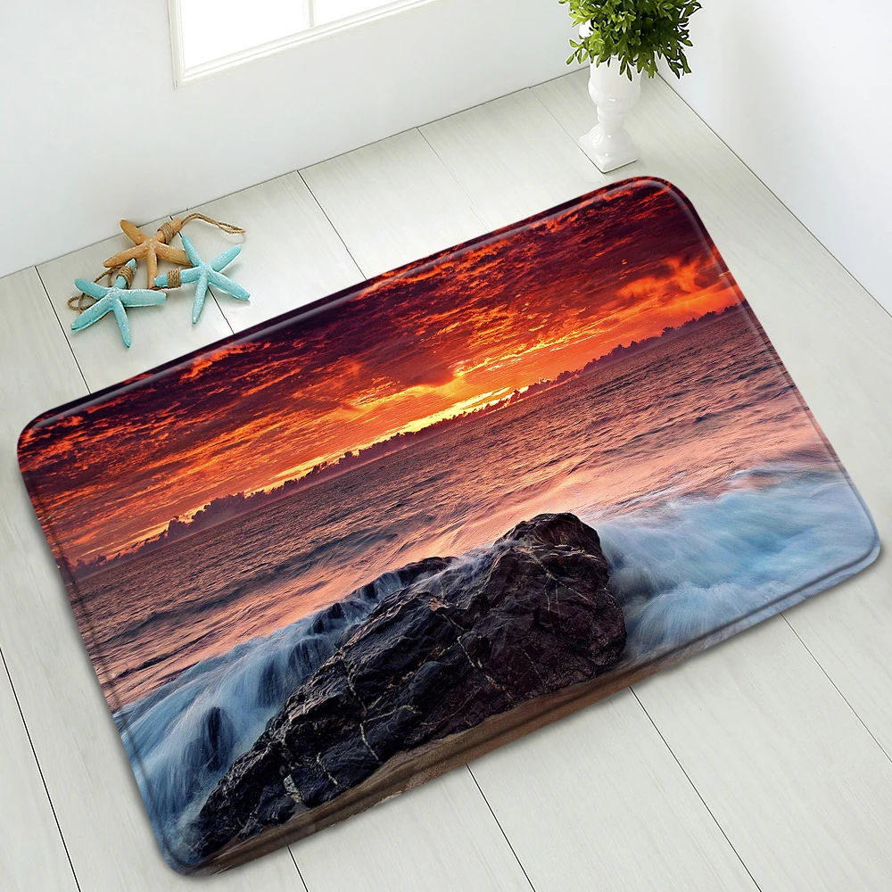 

Non-Slip Bath Mat Waterfall Forest Stone Natural Scenery Bedroom Kitchen Doormat Indoor Floor Mat Absorbent Foot Pads Home Decor