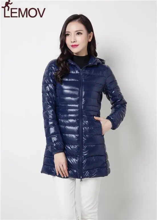 Оптовая продажа 2018 белый утиный пух 90% ультралегкий пуховик средней длины