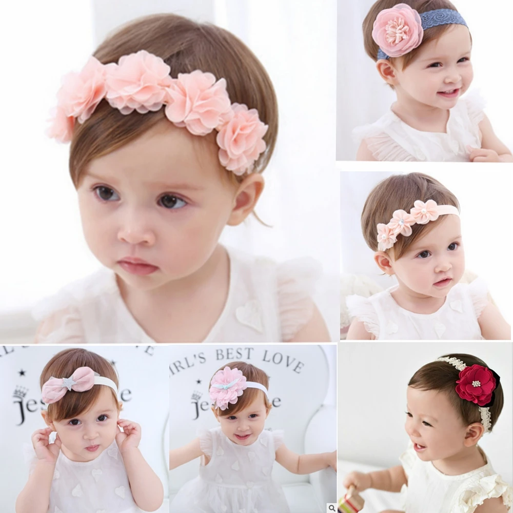 

2019 korean Baby girls hairbands newborn fabric flowers for headbands DIY jewelry photographed photos Children hair accessories