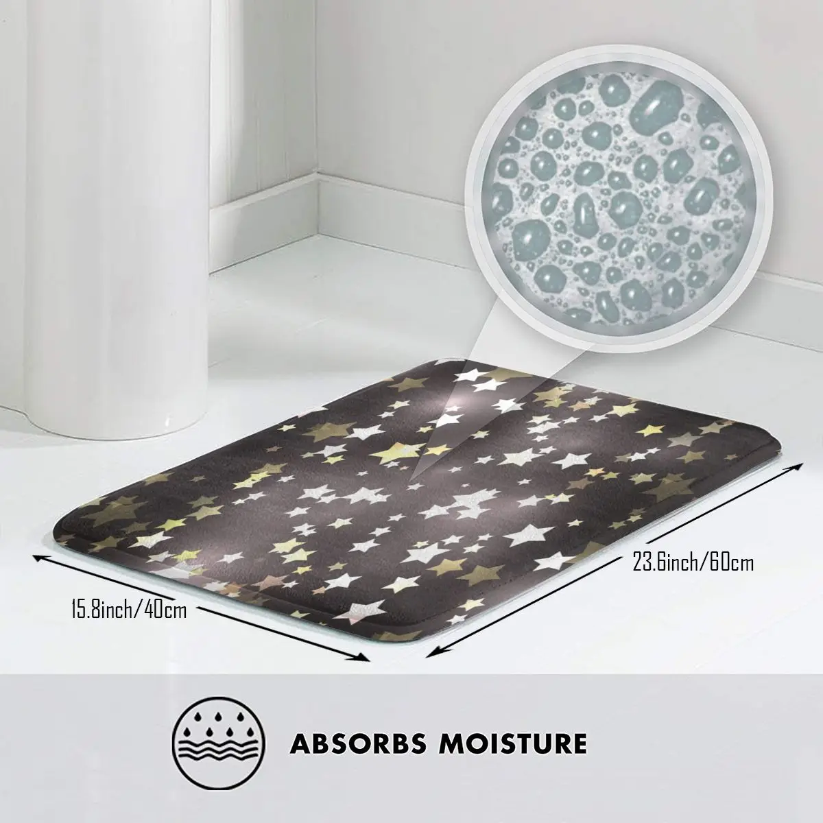 

Door mat Golden Falling Stars Rug Carpet Bathmat Anti-slip Absorbent Entrance Living Room Home Bathroom Kitchen Balcony