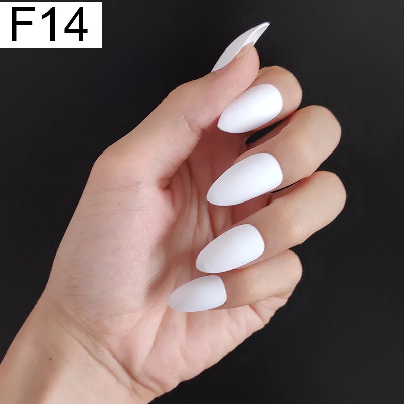 F14 Stiletto x 1PC 24 шт./компл. стилет балерина гроб круглый овальной формы с полным покрытием матовая накладные ногти для ног, мягкая на ощупь, накладные ногти искусственные ногти Нейл Арта, набор - Цвет: F14 Stiletto x 1PC