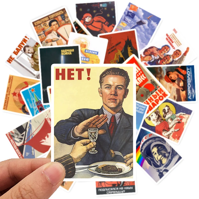 25pcs mixed new ussr cccp poster stickers waterproof stalin stickers for laptop luggage guitar phone stickers room wall decor free global shipping