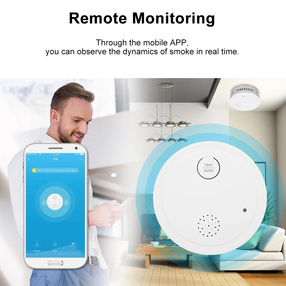 Интеллектуальный Wi Fi детектор дыма беспроводной датчик пожарной сигнализации с