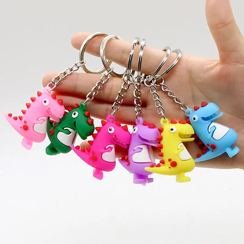 

1PCS PVC Cute Dinosaur Keychain & Keyring Animal Gift Key Chain Holder Keychains Bag Car Hanging