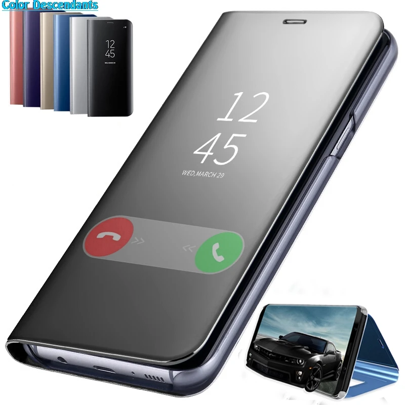 Зеркальный флип чехол с подставкой для iPhone 6 6s 7 8 10 X XS XR Max Роскошный 360 Полный Чехол