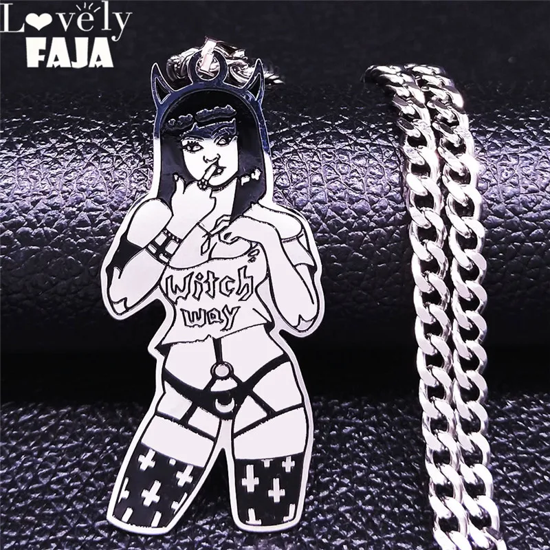 Женское Ожерелье из нержавеющей стали с перевернутым крестиком ведьмы для