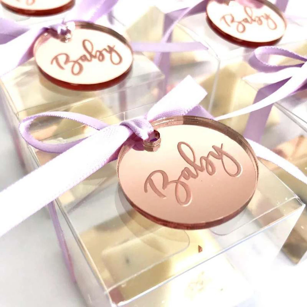 50 шт. Персонализированные Свадебные крестины с гравировкой прозрачные круглые