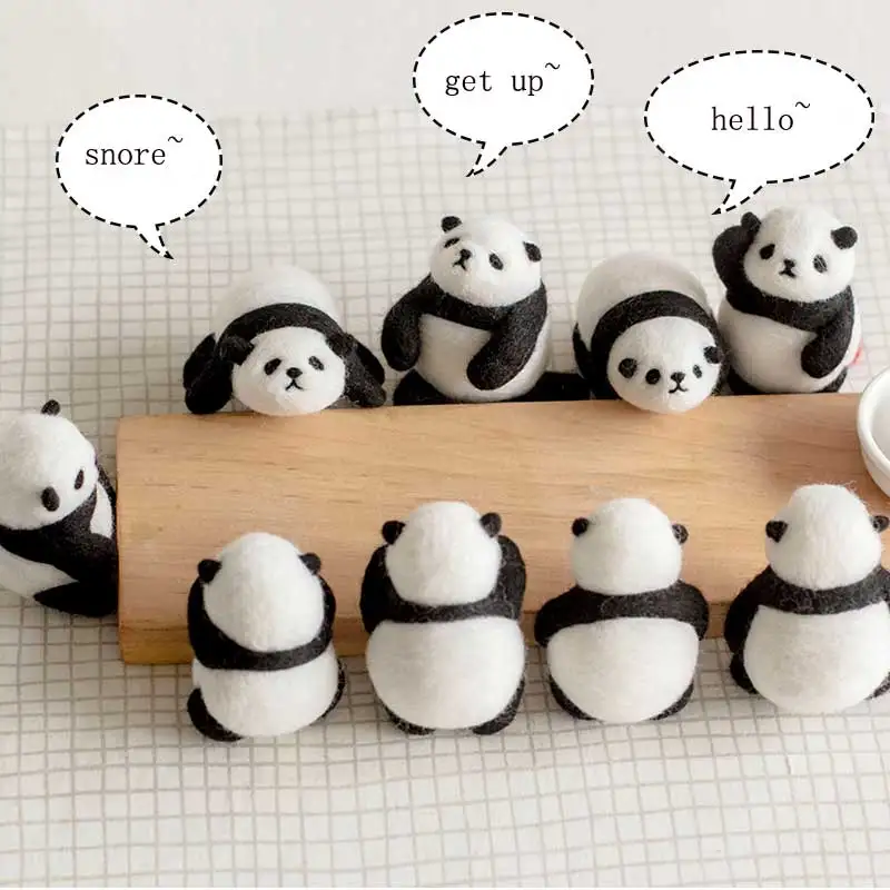 Необработанный войлочный набор Китайская панда шерстяная игла валяющая игрушка