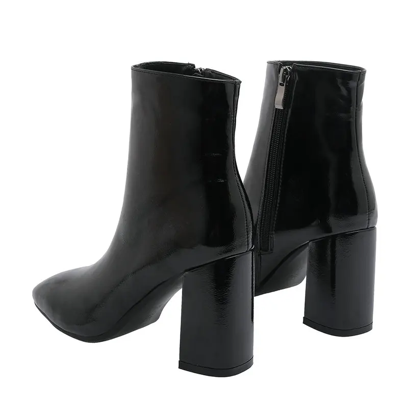 Женские ботильоны из искусственной кожи на очень высоком каблуке с квадратным