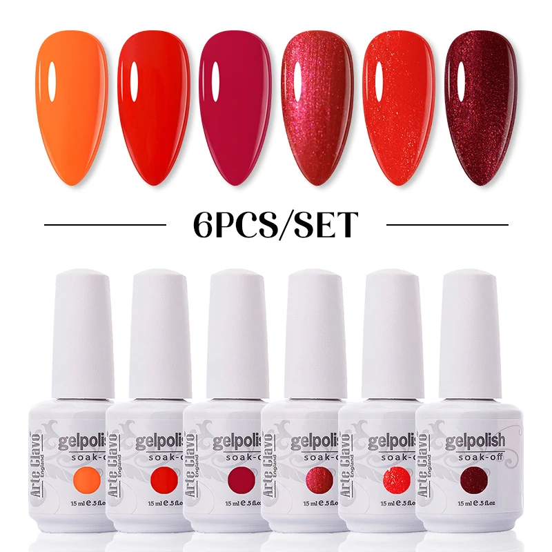 

Arte Clavo 6PCS Nail Gel Set For Manicure Nails Art Design Glitter Color Gel Lacquer Soak Off Semi Permanent UV Gellak Kit