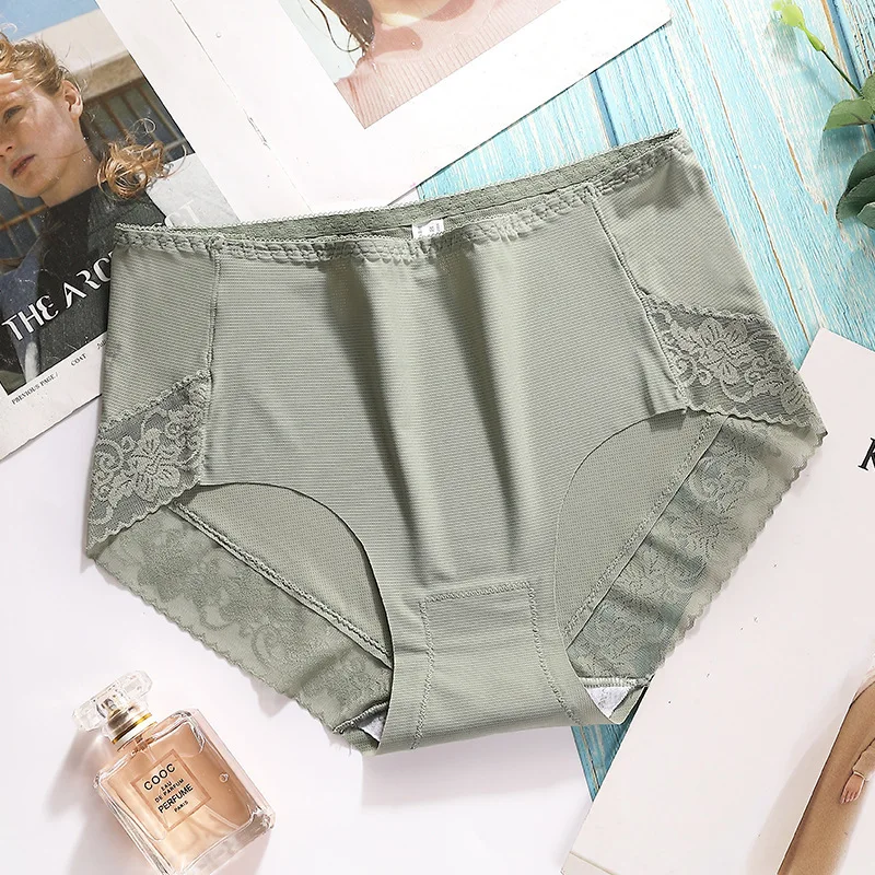 

Бесшовные трусики, дышащие и мягкие хлопковые трусики для женщин, летнее сексуальное кружевное жаккардовое нижнее белье со средней талией