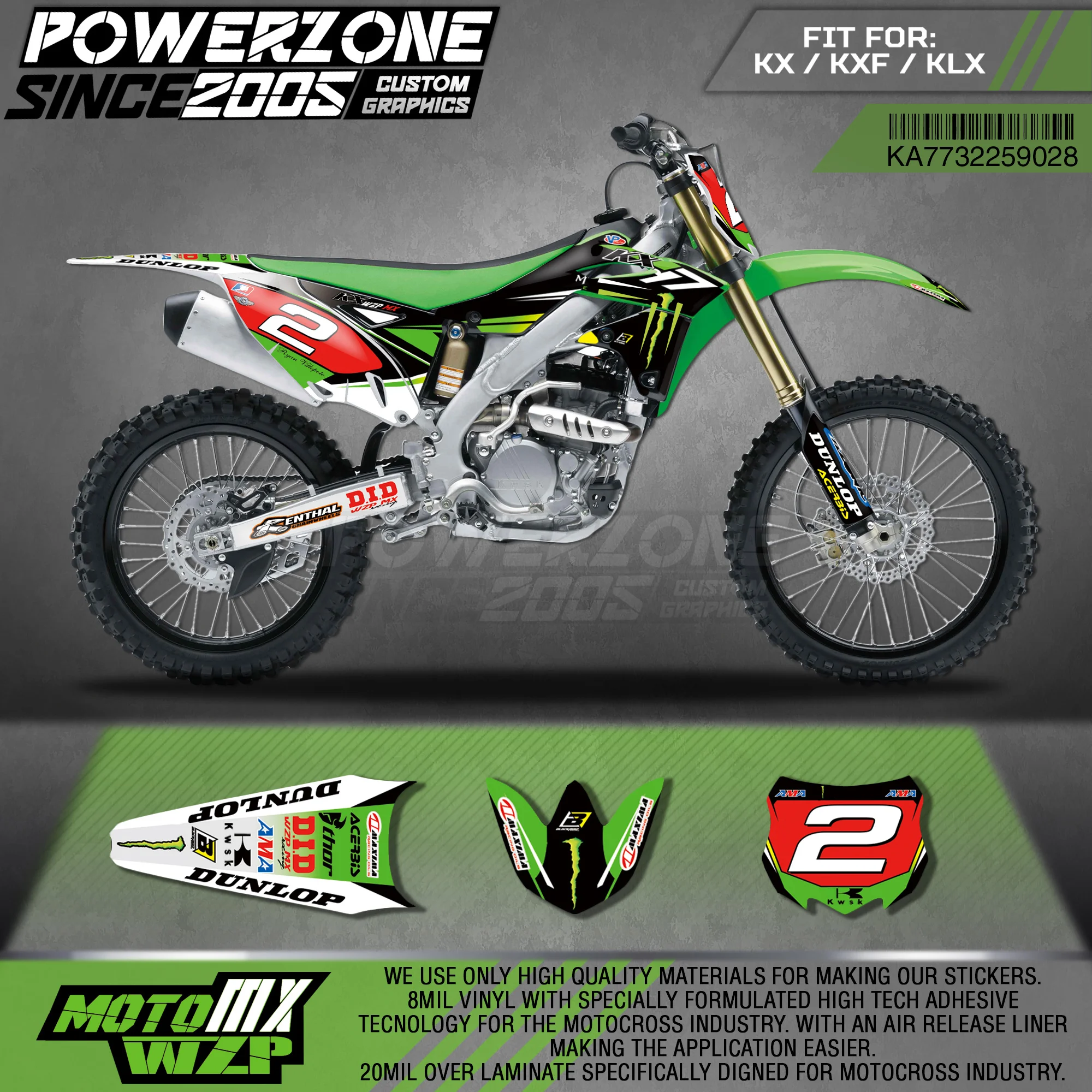 Персонализированные графические наклейки PowerZone Team 3M Набор наклеек для Kawasaki