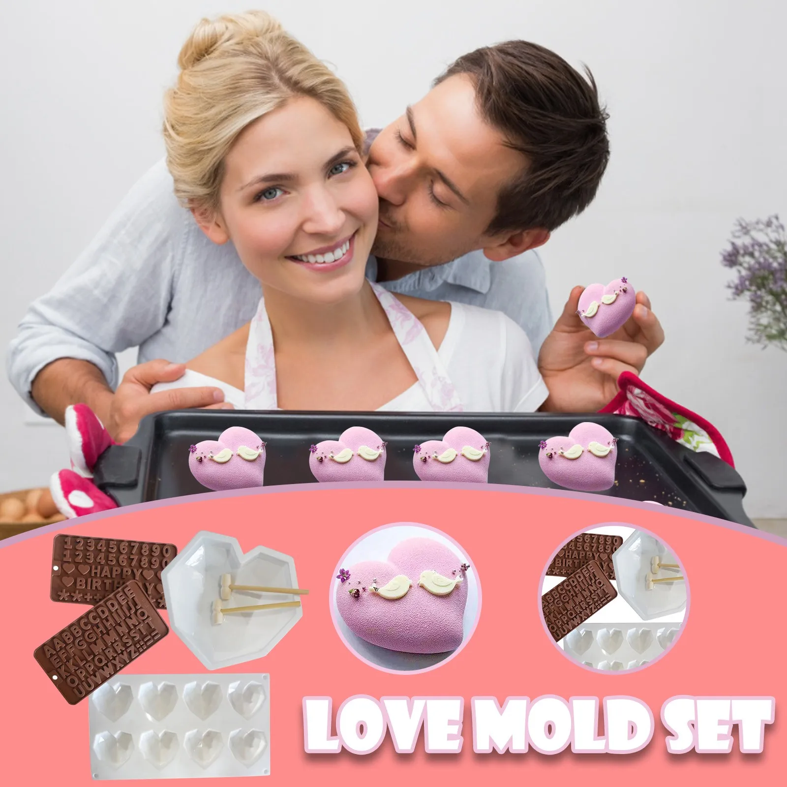 

Valentine's Day Mold Heart Mold for baking Chocolate baking tools for cakes mold DIY Silicone mold Set Pan silicone mold cake