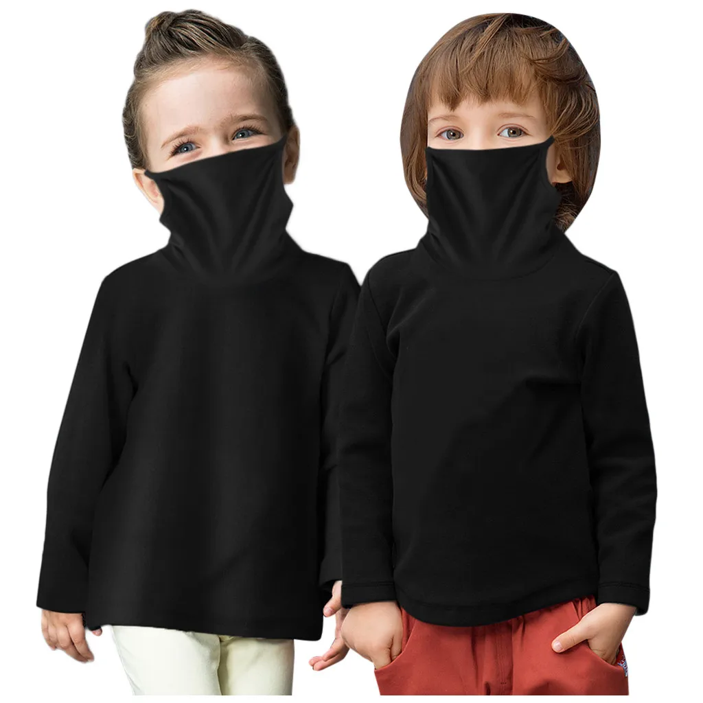 Модная Однотонная футболка одежда Детская с длинным рукавом для маленьких