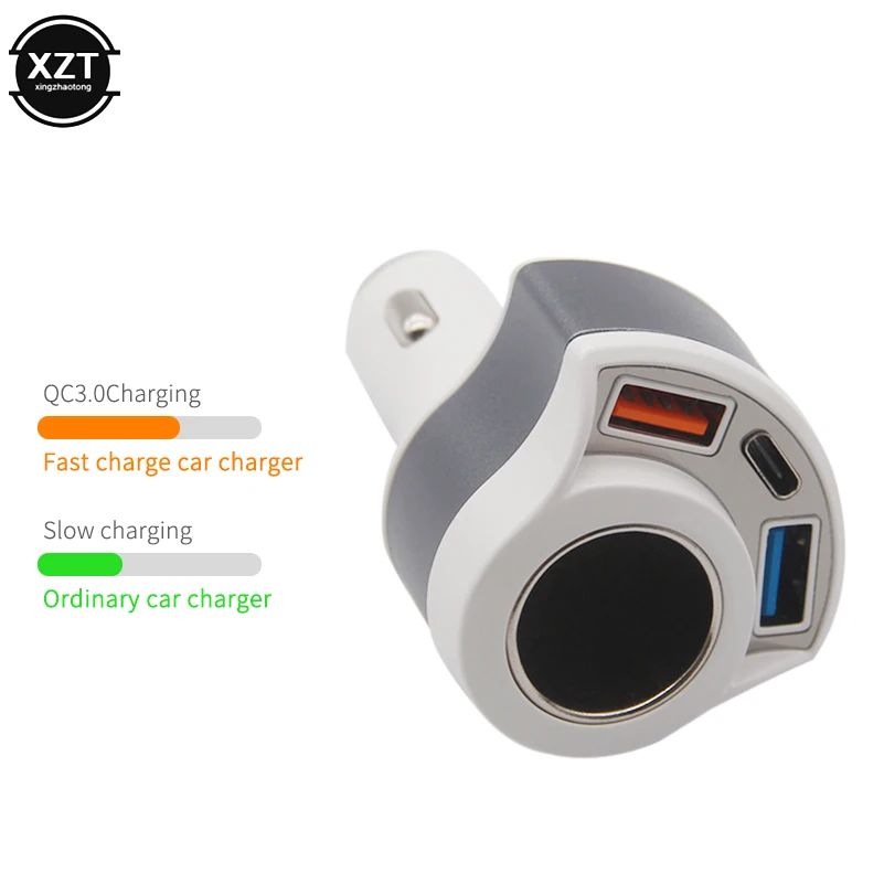 Автомобильное зарядное устройство QC3.0 Быстрая зарядка USB Тип C мобильный телефон 3