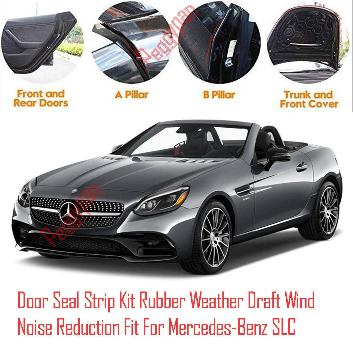 Door Seal Strip Kit Self Adhesive Window Engine Cover Soundproof Rubber Weather Draft Wind Noise Reduction For Mercedes Benz SLC