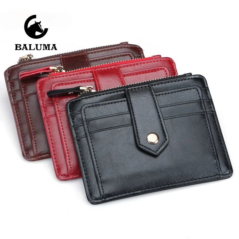 

Korean Style ID Credit Card Holder Soft PU Business Fashion Coin Purse with Zipper Card Wallet Magnetic Hasp Design