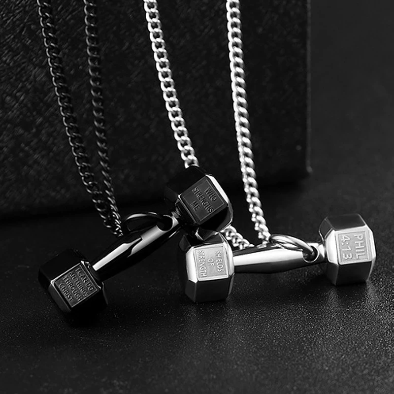 

New Arrival Dumbbell Pendant For Women Men Bodybuilding Gym Barbell Necklaces Fitness Jewelry Gifts